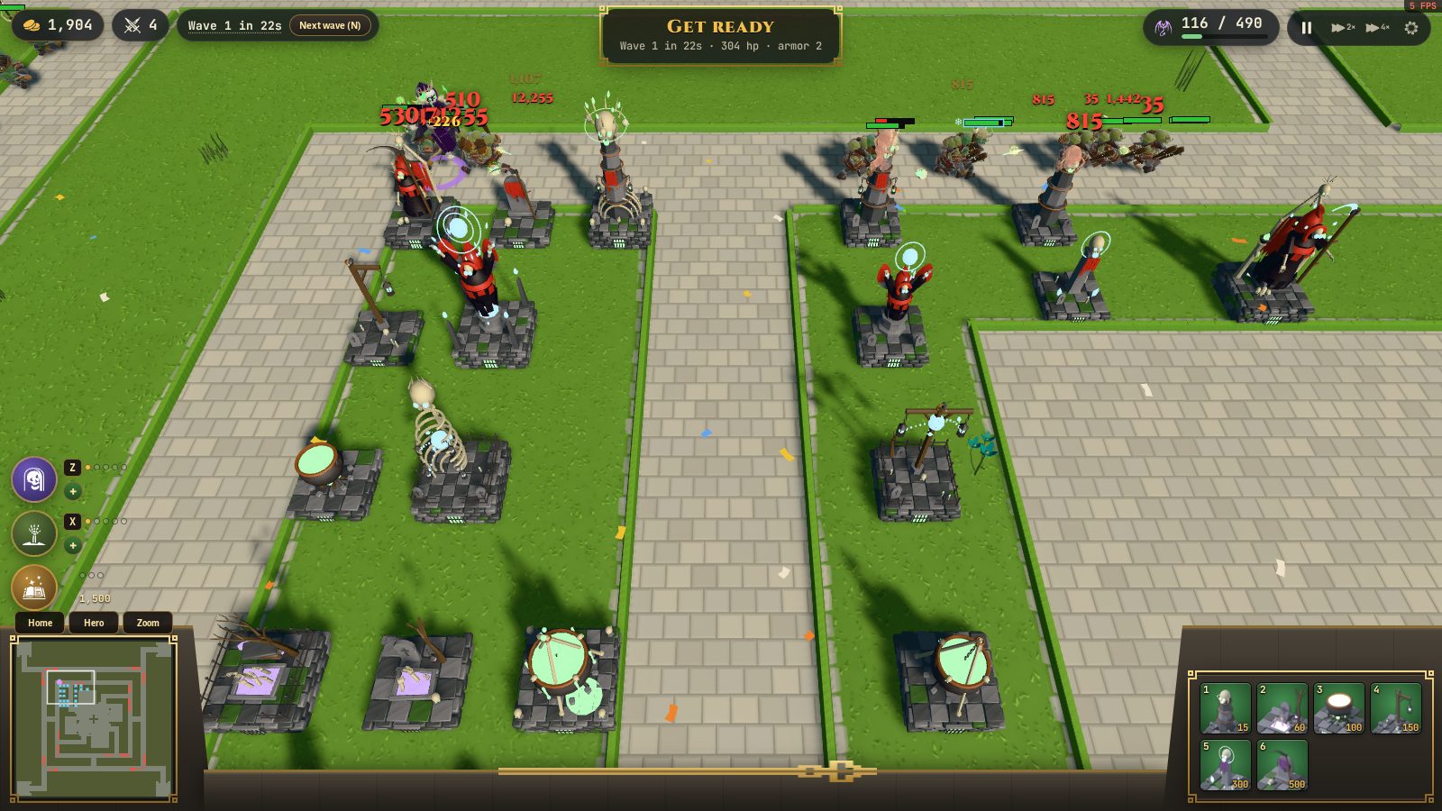The Bone Warlock's towers and risen dead