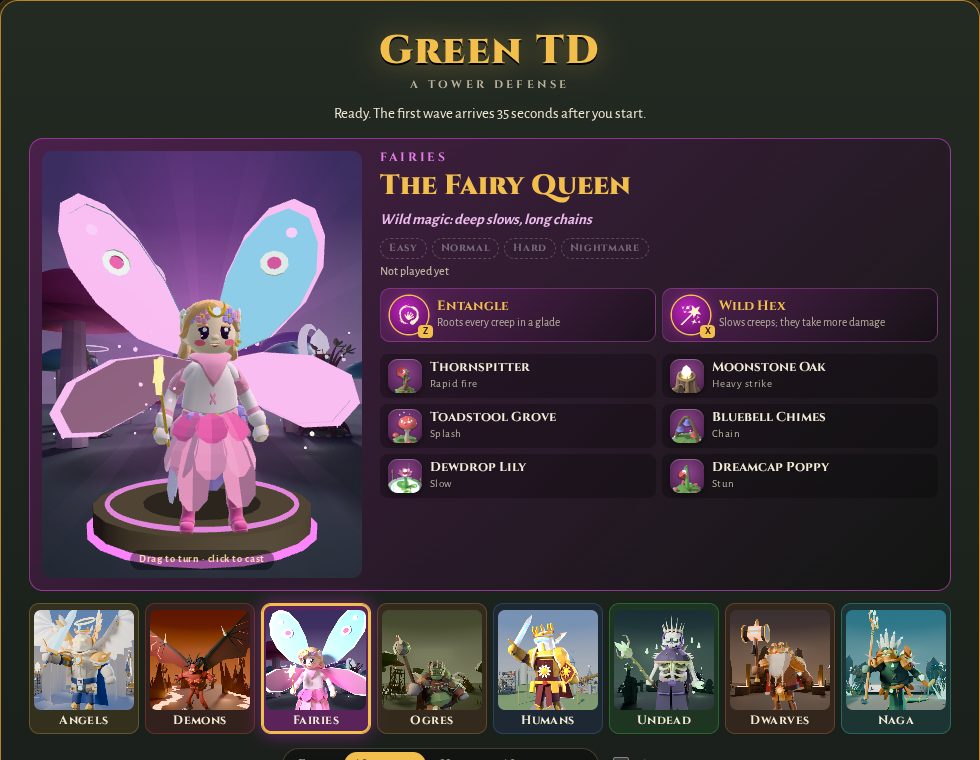 The hero select screen